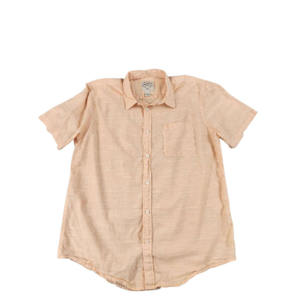 St. Johns Bay mens‎ sz XL classic fit orange button up short sleeve cotton linen